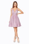 Short Bridesmaids Pleated Glitter Prom Dress - The Dress Outlet Cinderella Divine