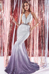 Prom Long Formal Halter Ombre Glitter Dress - The Dress Outlet Cinderella Divine