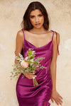 Satin Formal Midi Prom Dress Lipstick