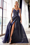 Long Strapless Glitter Ball Gown Prom Dress - The Dress Outlet Cinderella Divine