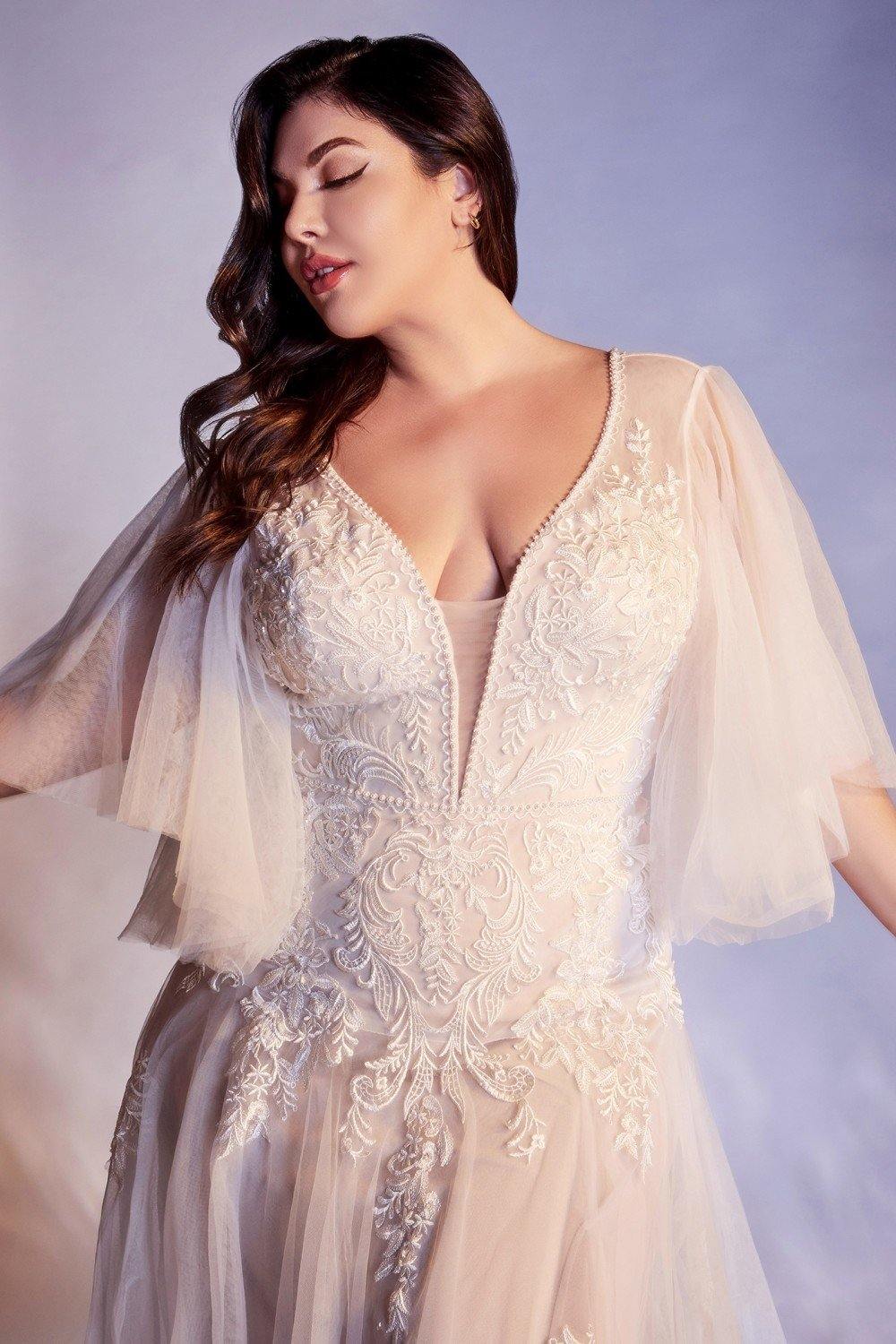 Long Curve Flowy Bridal Gown - The Dress Outlet