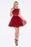 Homecoming Short Dress Beaded Lace Cocktail Prom - The Dress Outlet Cinderella Divine