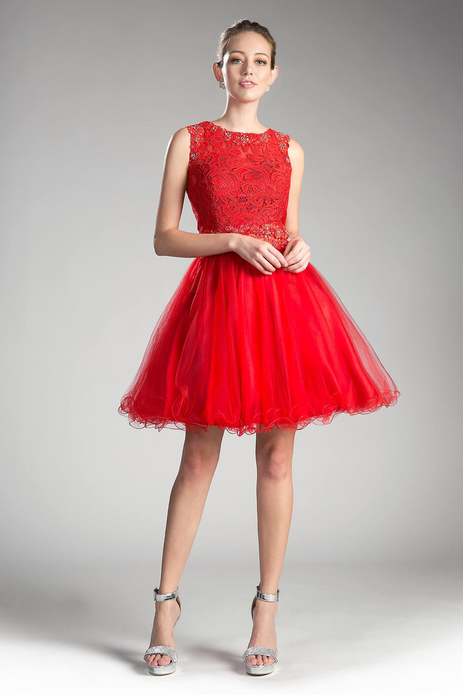 Homecoming Short Dress Beaded Lace Cocktail Prom - The Dress Outlet Cinderella Divine