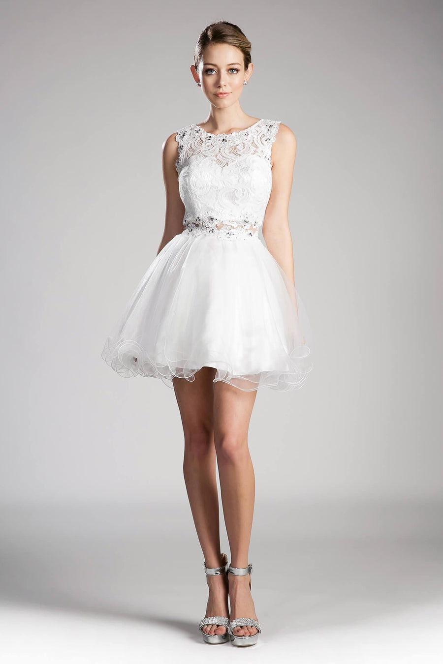 Homecoming Short Dress Beaded Lace Cocktail Prom - The Dress Outlet Cinderella Divine