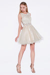 Homecoming Short Dress Beaded Lace Cocktail Prom - The Dress Outlet Cinderella Divine