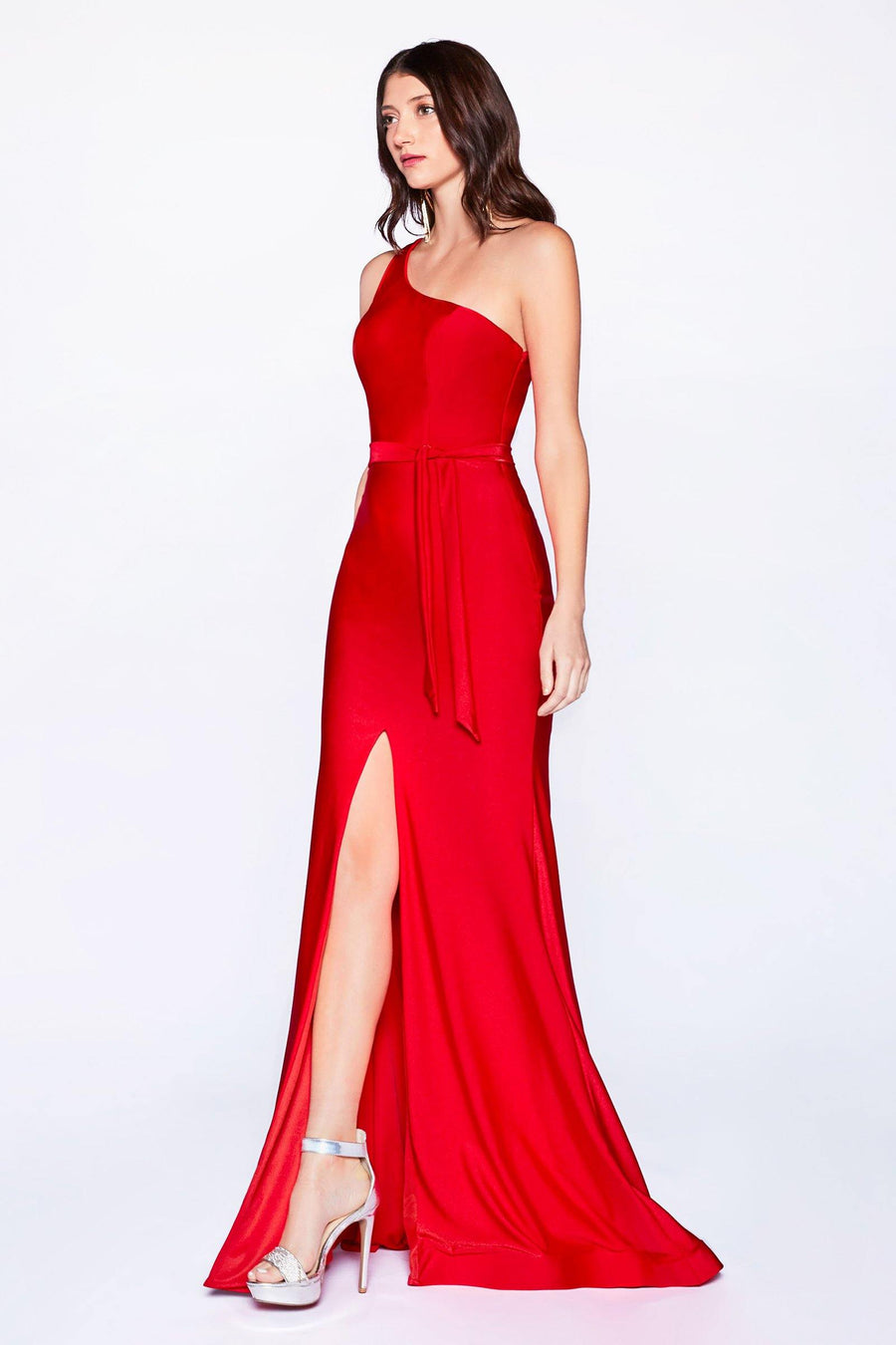 Long Formal Fitted One Shoulder Evening Prom Gown - The Dress Outlet Cinderella Divine