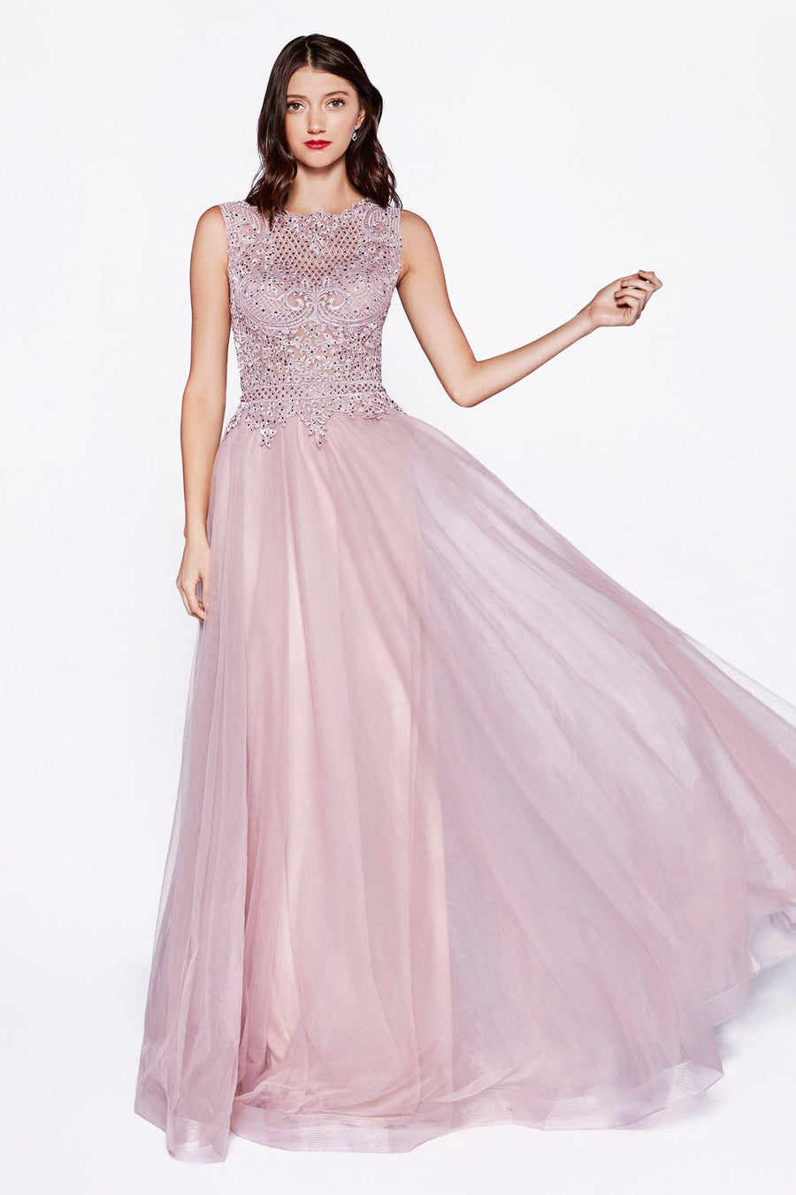 Long Prom Formal Evening Lace Dress - The Dress Outlet Cinderella Divine