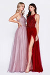 Long Prom Dress Halter Evening Gown - The Dress Outlet Cinderella Divine