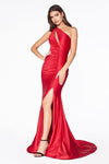 Long Formal One Shoulder Fitted Prom Dress - The Dress Outlet Cinderella Divine