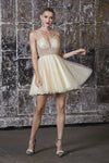 Prom Short Homecoming Beaded Bodice Cocktail Dress - The Dress Outlet Cinderella Divine