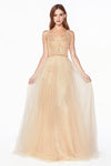 Long Prom Sleeveless Formal Evening Beaded Dress - The Dress Outlet Cinderella Divine