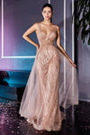 Long Sleeveless Glitter Prom Dress Rose Gold