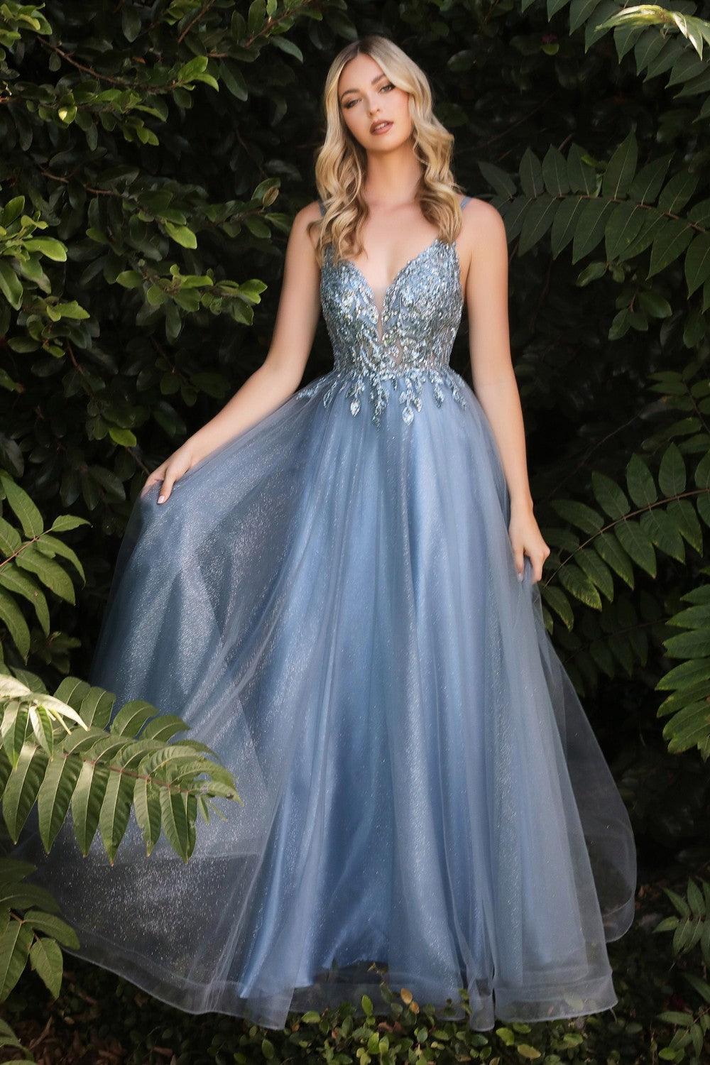 Cinderella Divine CD0154 Long Formal Ball Gown Prom Dress Smoky Blue