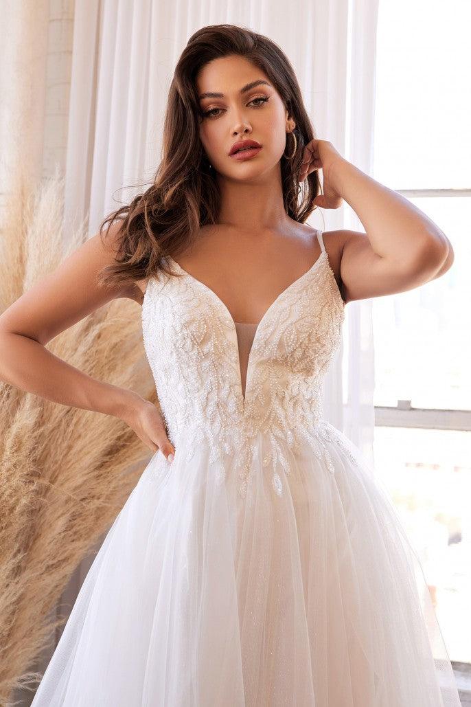 A-Line Long Tulle Wedding Dress - The Dress Outlet