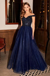 Off Shoulder Long Prom Dress - The Dress Outlet