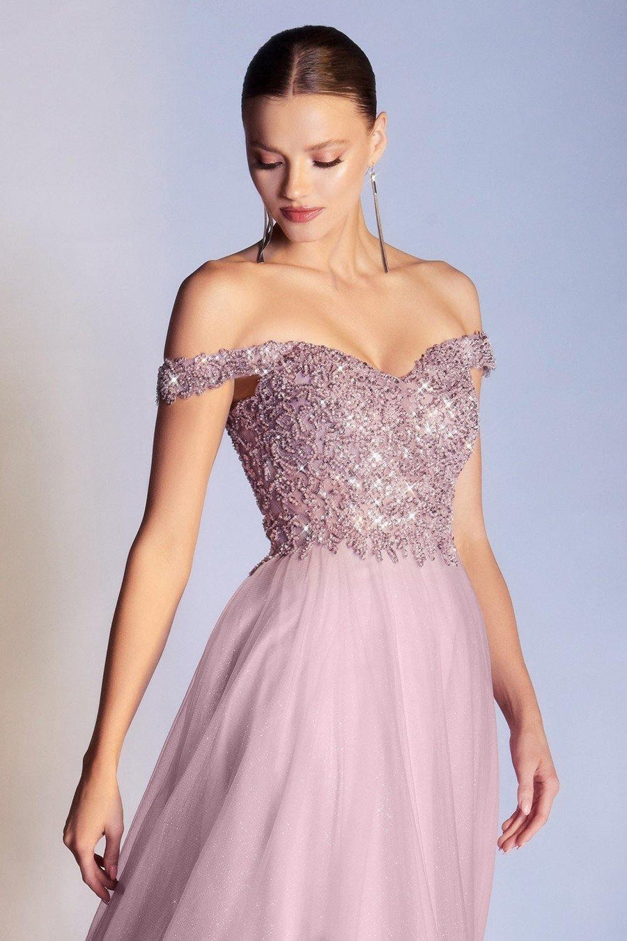 Off Shoulder Long Prom Dress - The Dress Outlet