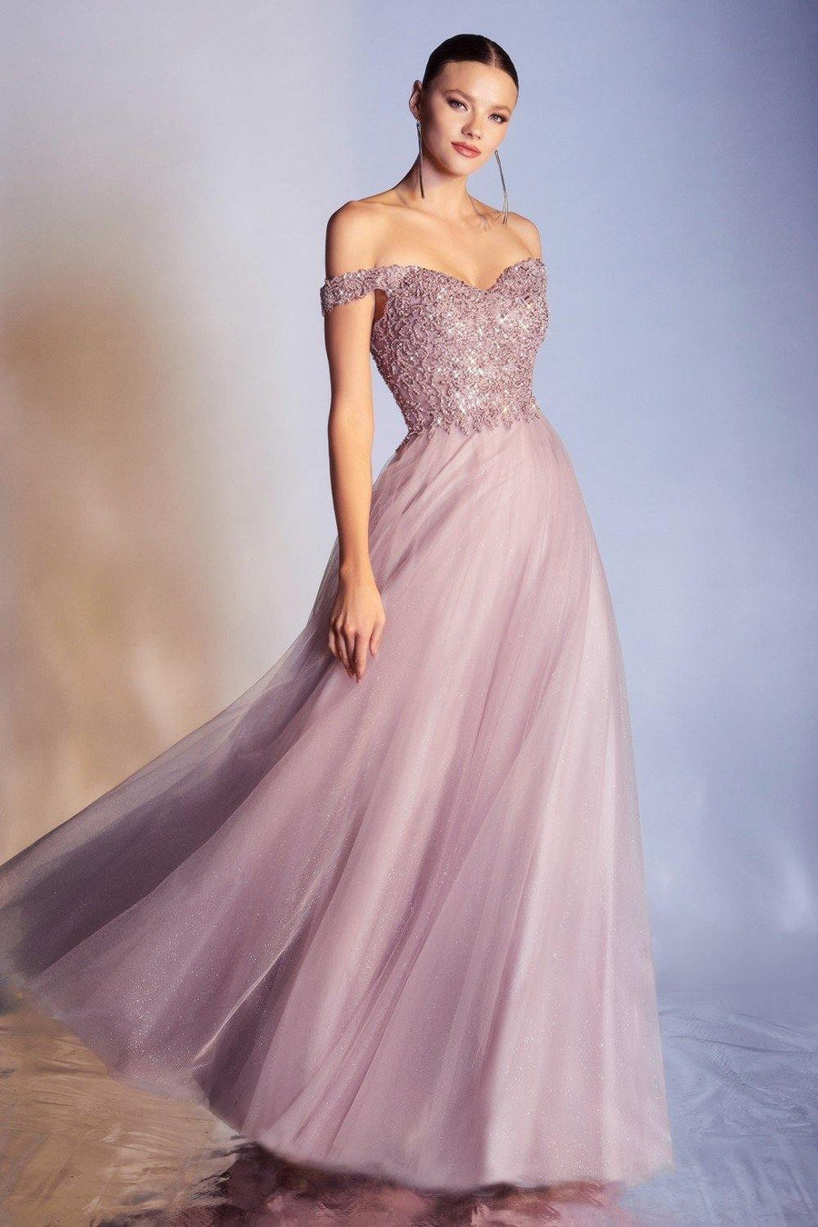 Off Shoulder Long Prom Dress - The Dress Outlet