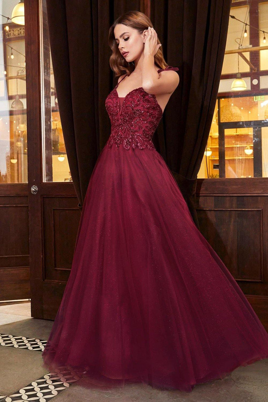 Glitter Long Ball Gown Formal  Dress - The Dress Outlet