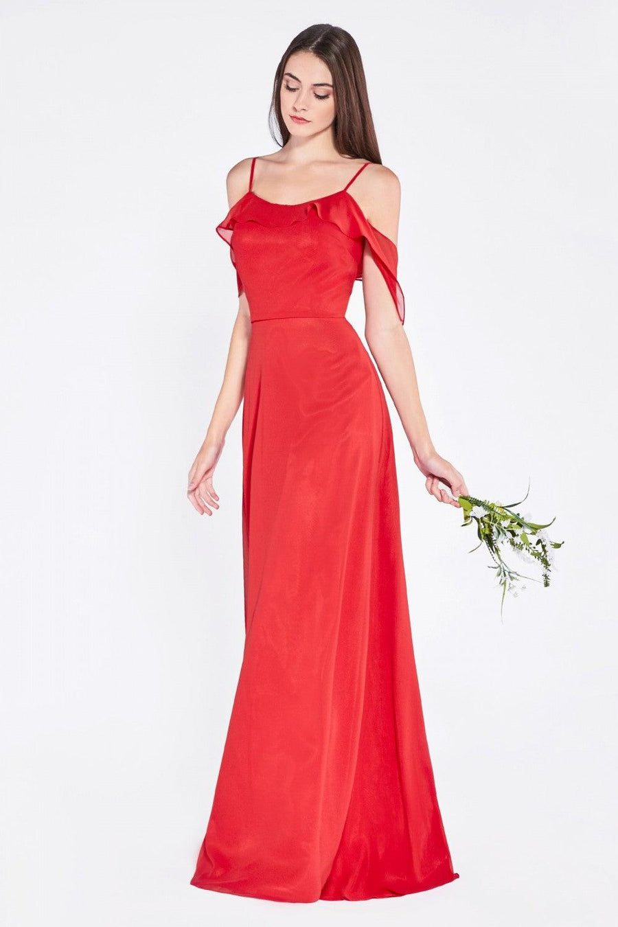 Long Formal Dress Off Shoulder Bridesmaid Red