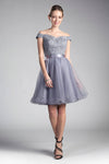 Prom Short Off Shoulder Homecoming Lace Cocktail Dress - The Dress Outlet Cinderella Divine