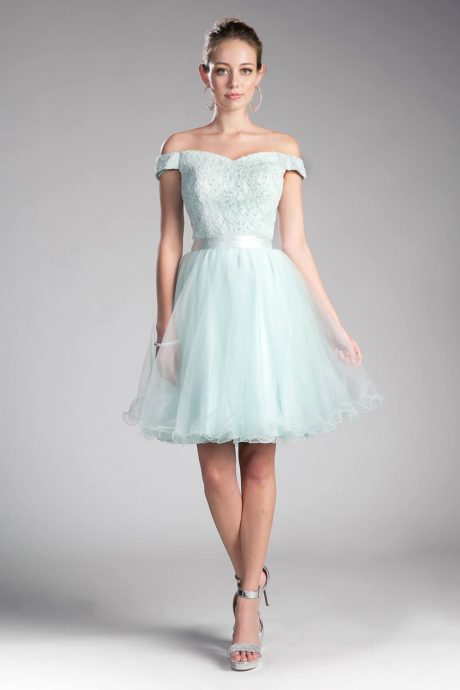 Prom Short Off Shoulder Homecoming Lace Cocktail Dress - The Dress Outlet Cinderella Divine