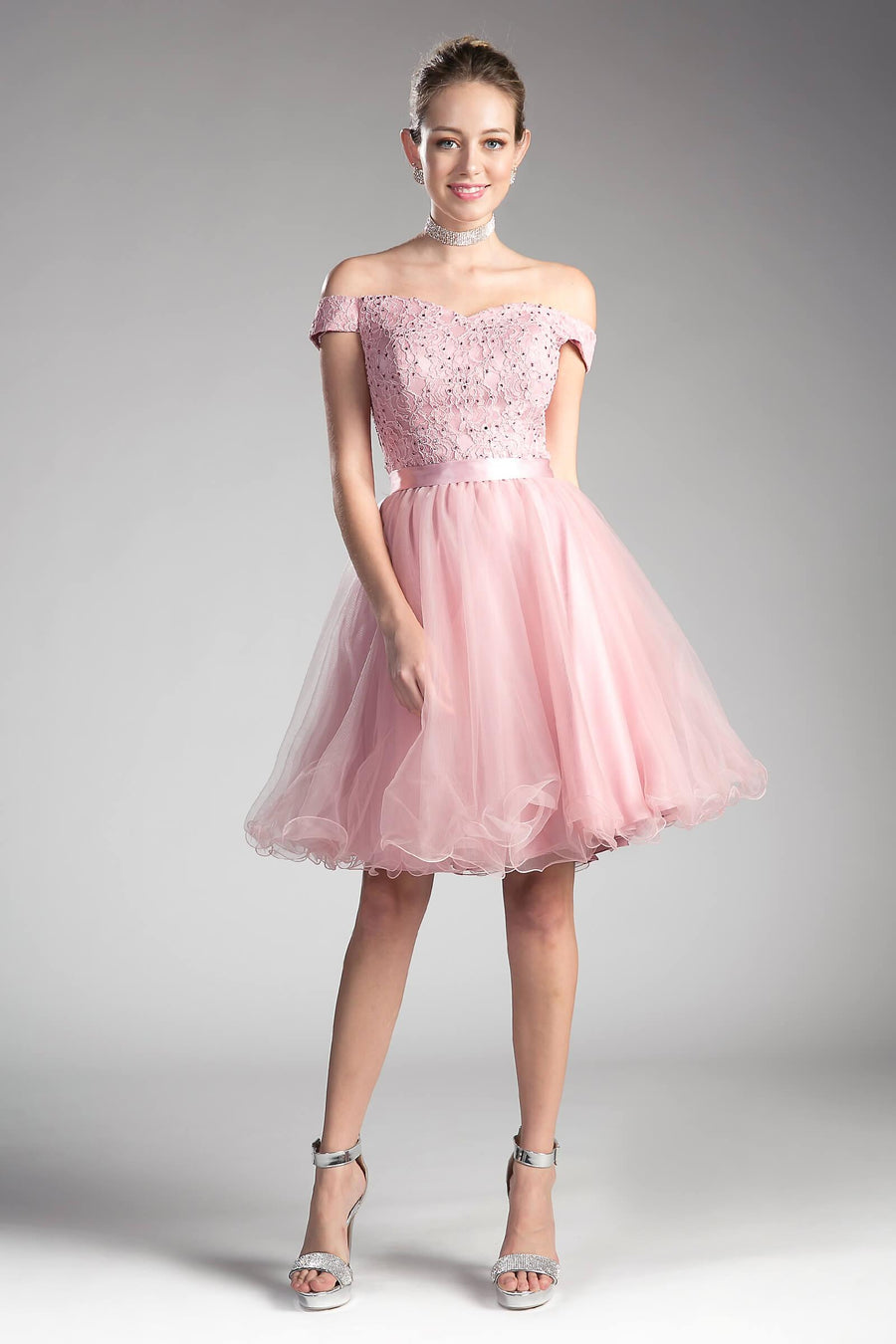 Prom Short Off Shoulder Homecoming Lace Cocktail Dress - The Dress Outlet Cinderella Divine