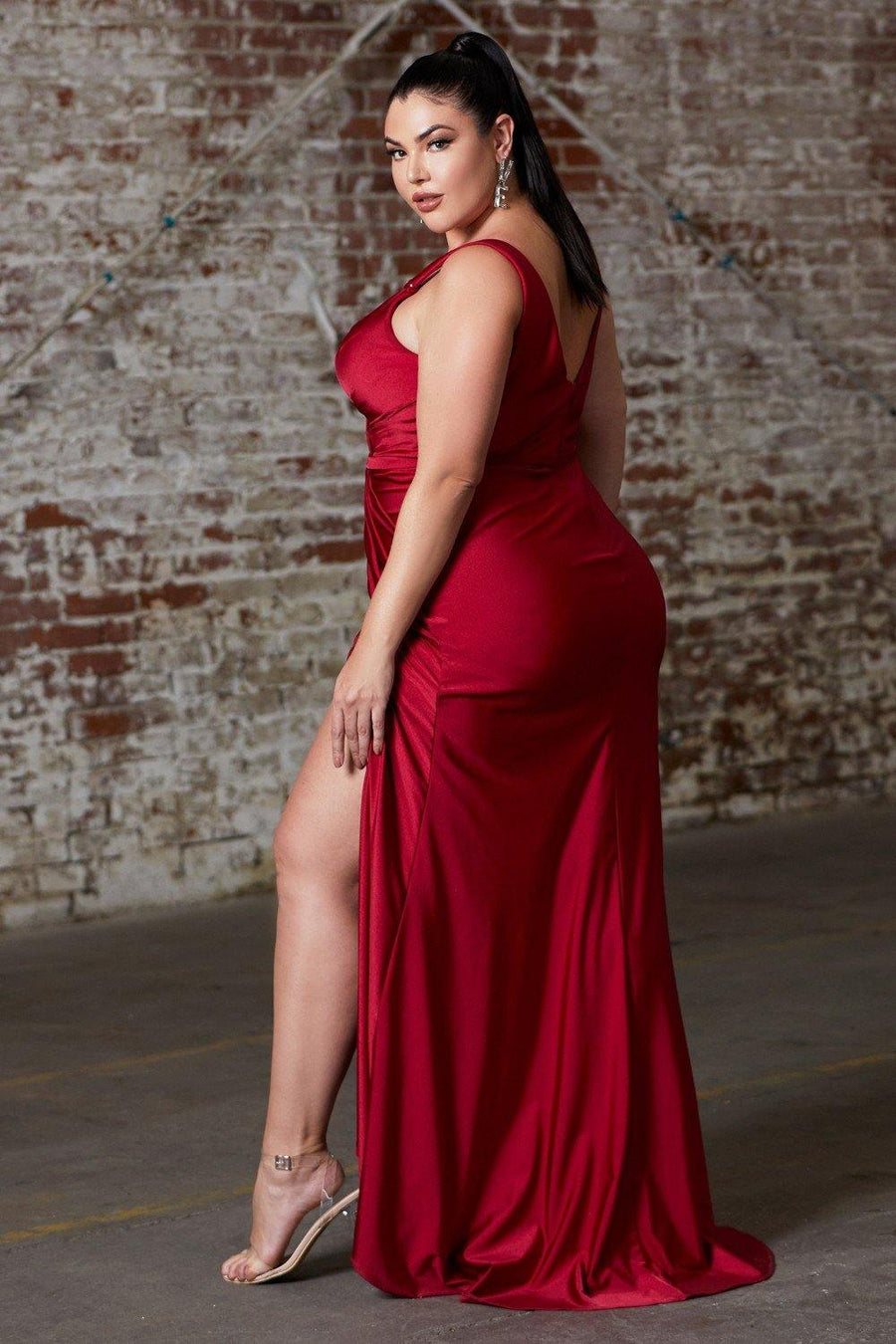 Plus Size Long Fitted Prom Dress - The Dress Outlet