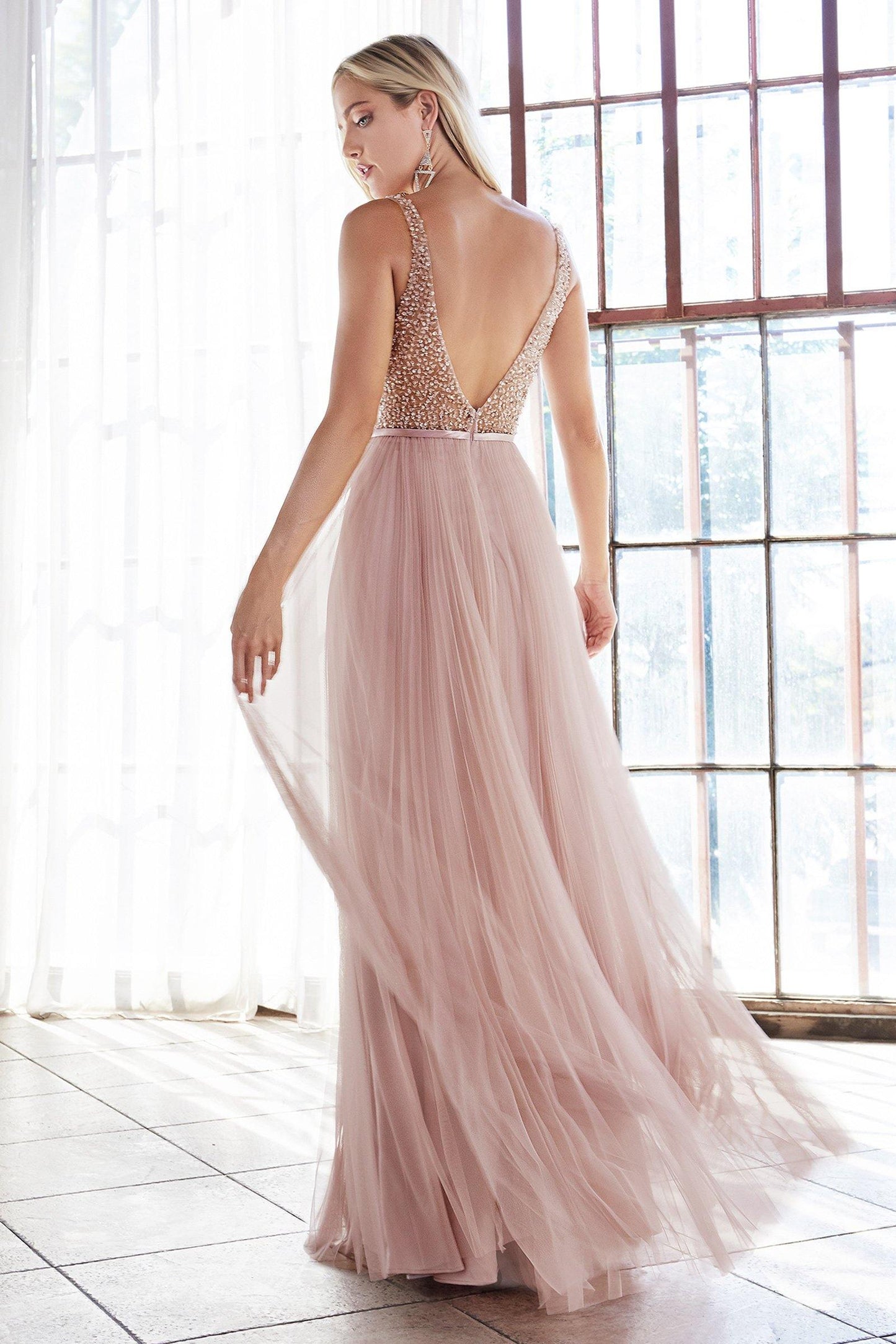 Long Formal Sleeveless Pleated Evening Prom Dress - The Dress Outlet