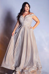 Prom Long Off Shoulder Metallic Plus Size Dress Metallic Champagne