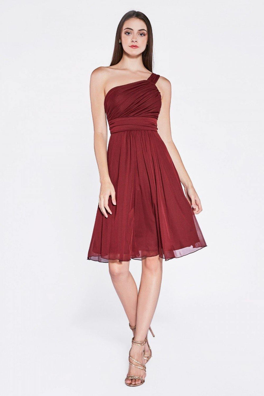 Short Dress One Shoulder Bridesmaid - The Dress Outlet Cinderella Divine