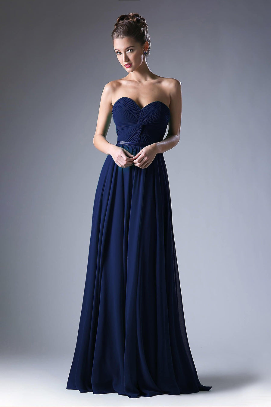 Strapless Chiffon Empire Waist Prom Dress - The Dress Outlet Cinderella Divine