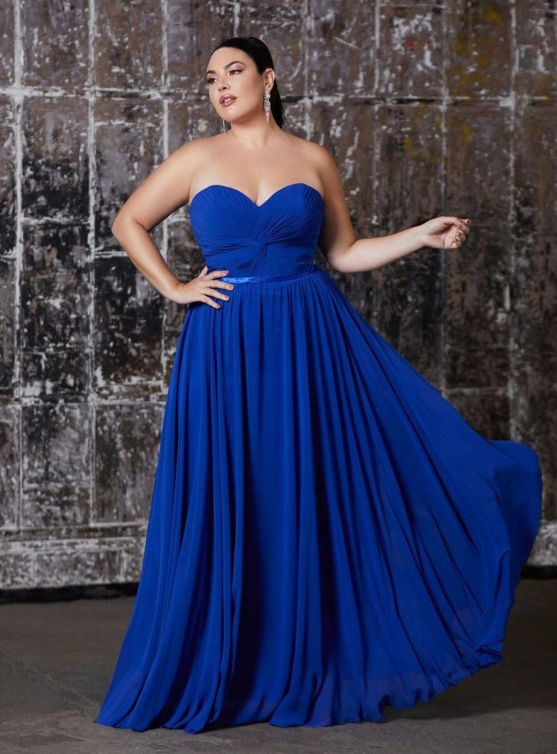 Strapless Chiffon Empire Waist Prom Dress - The Dress Outlet Cinderella Divine