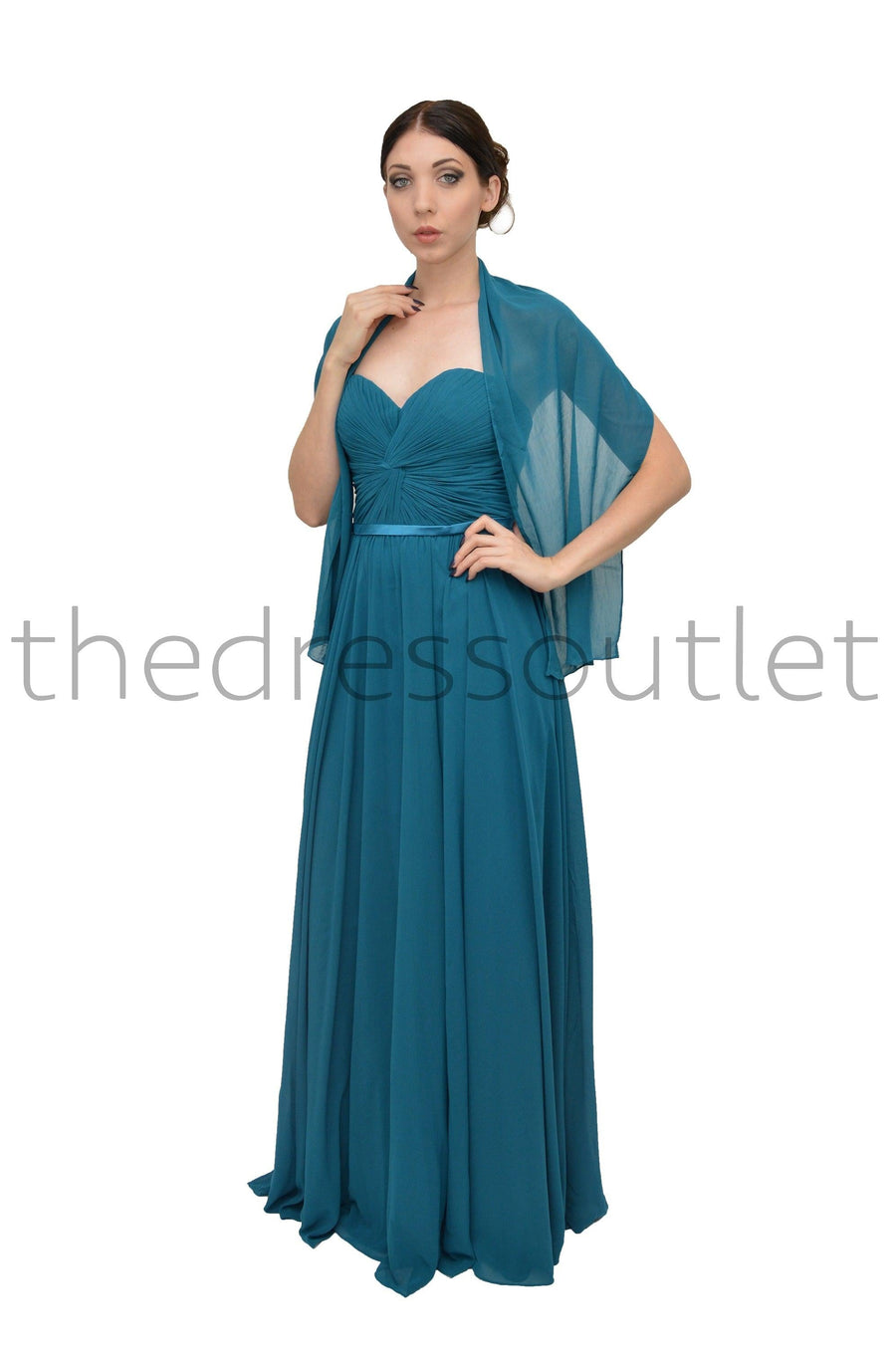 Strapless Chiffon Empire Waist Prom Dress - The Dress Outlet Cinderella Divine