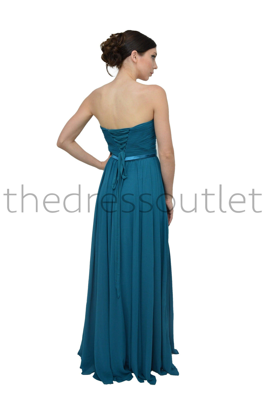 Strapless Chiffon Empire Waist Prom Dress - The Dress Outlet Cinderella Divine