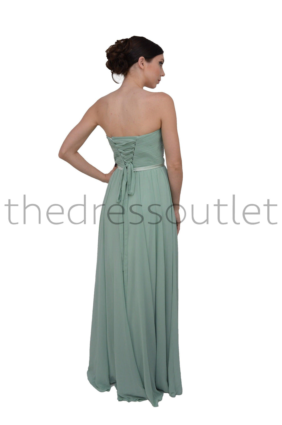 Strapless Chiffon Empire Waist Prom Dress - The Dress Outlet Cinderella Divine