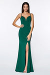 Long Sleeveless V Neck High Slit Prom Dress Evening Gown