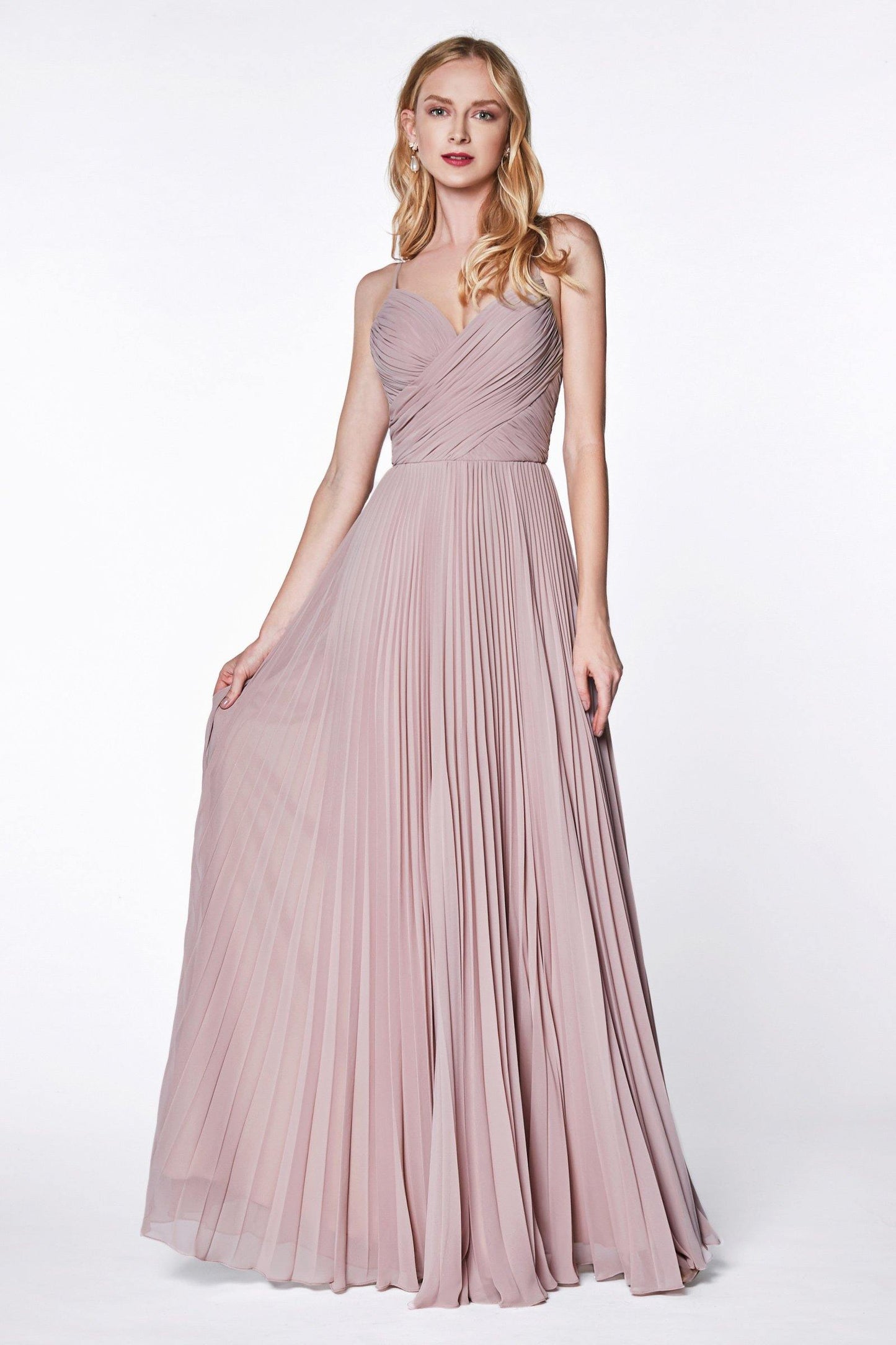 Long Bridesmaids Spaghetti Strap Formal Dress Mauve