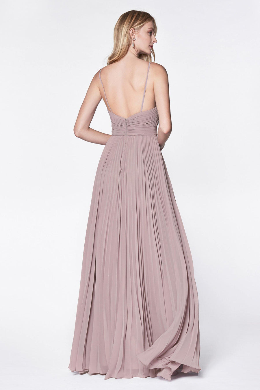 Long Bridesmaids Spaghetti Strap Formal Dress Mauve