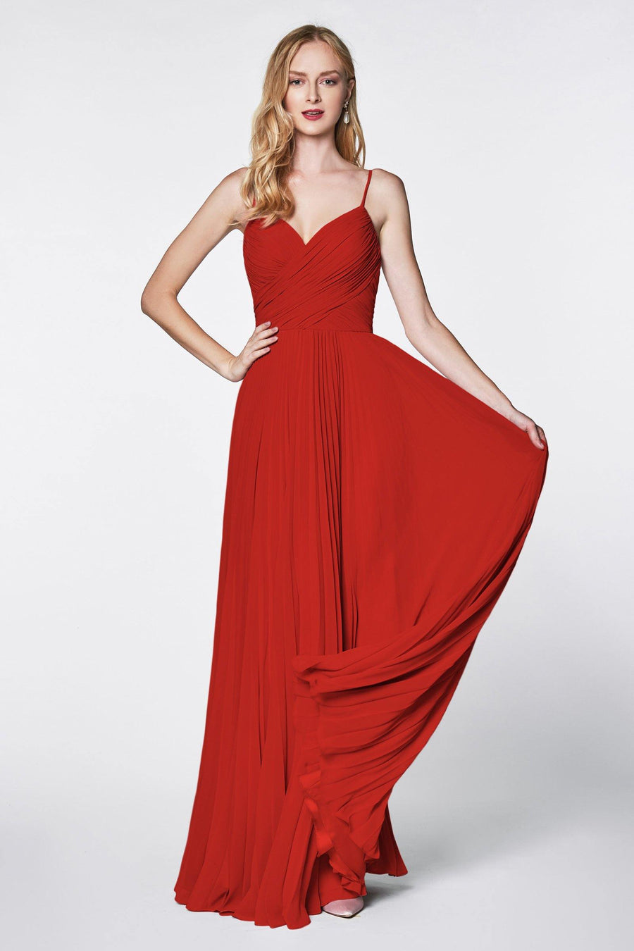 Long Bridesmaids Spaghetti Strap Formal Dress Red