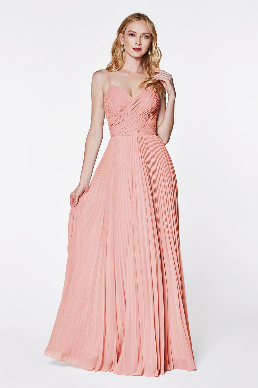 Long Bridesmaids Spaghetti Strap Formal Dress Blush