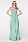 Long Bridesmaids Spaghetti Strap Formal Dress Sage