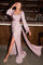 Satin Long Sleeve  Prom Dress Dark Mauve