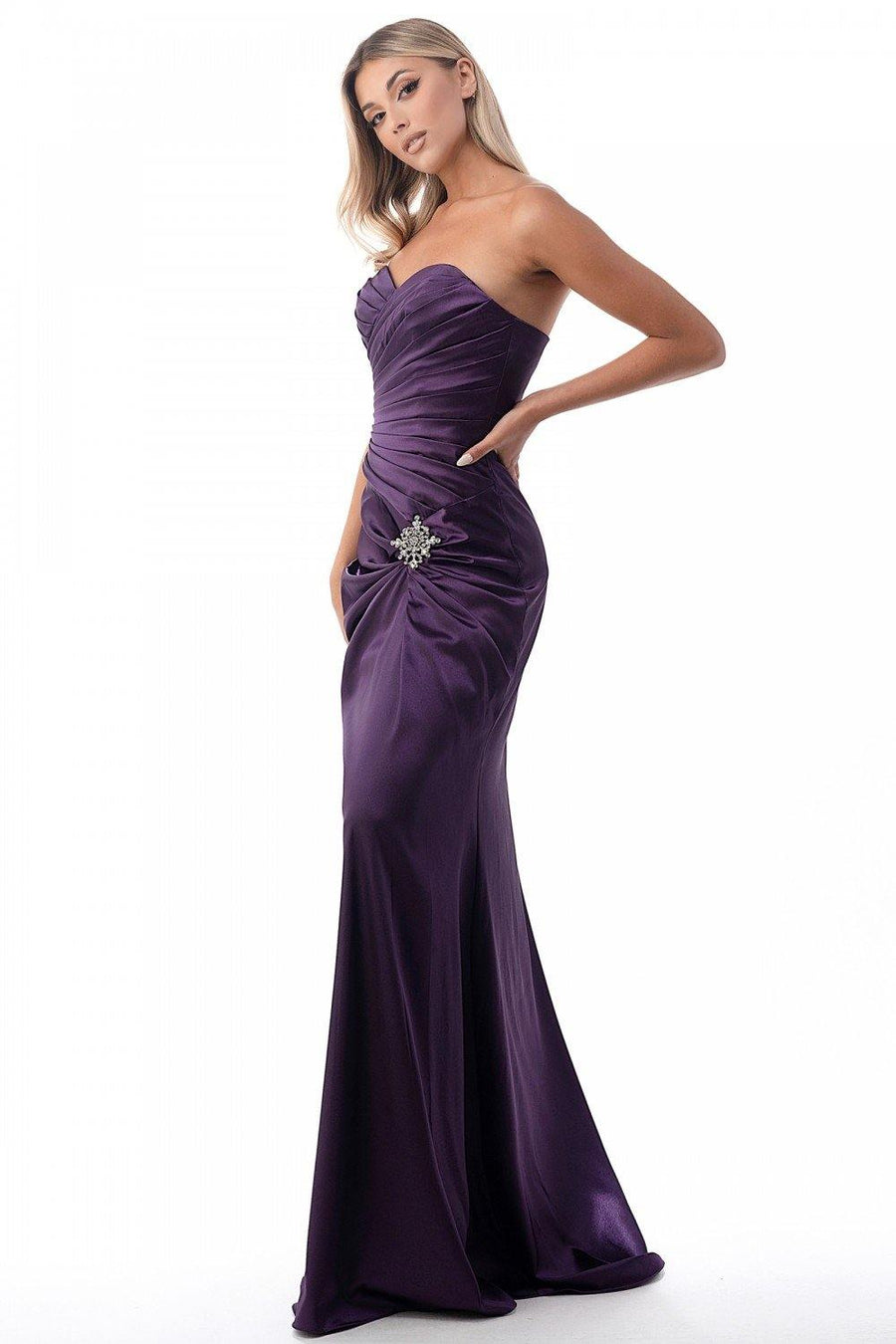 Long Strapless Formal Dress Bridesmaid - The Dress Outlet