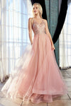 Prom Long Formal Lace Applique Evening Dress - The Dress Outlet Cinderella Divine