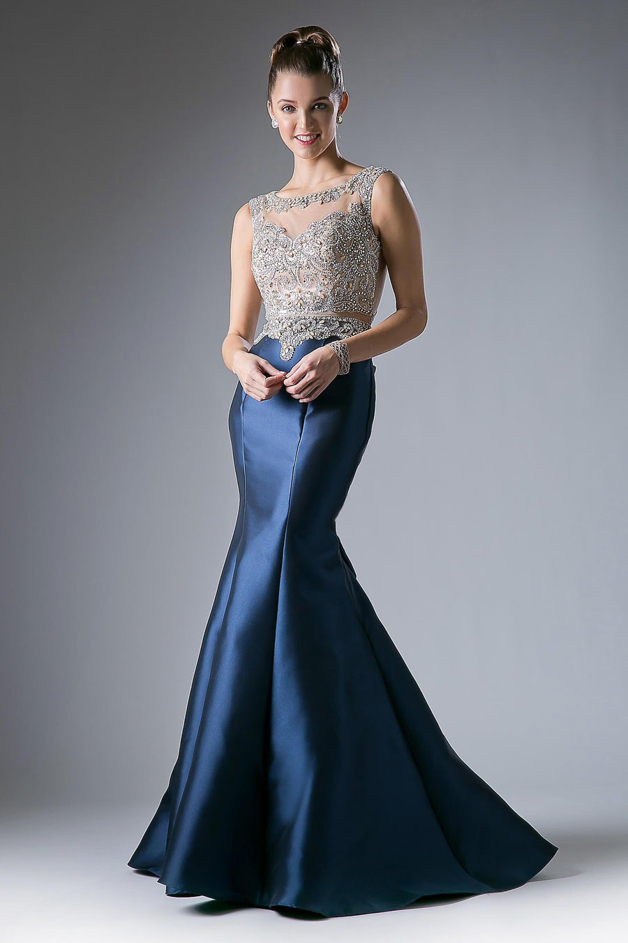 Prom Long Cap Sleeve Mermaid Evening Dress - The Dress Outlet Cinderella Divine