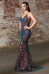 Long Formal Fitted Sequin Evening Prom Dress - The Dress Outlet Cinderella Divine