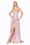 Prom Long Metallic Glitter Evening Formal Dress - The Dress Outlet Cinderella Divine