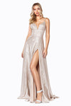 Prom Long Metallic Glitter Evening Formal Dress - The Dress Outlet Cinderella Divine