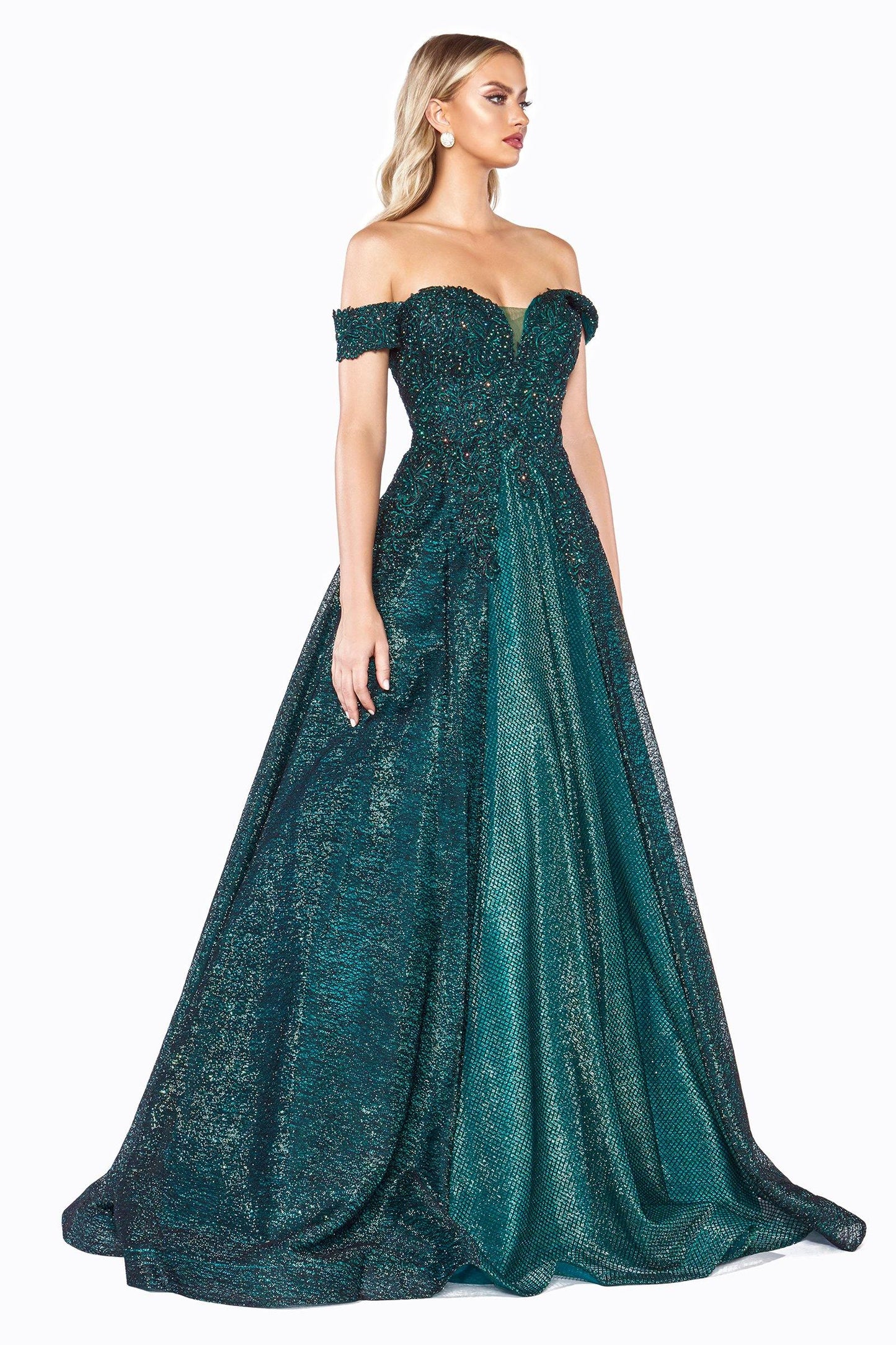 Long Formal Off Shoulder Prom Ball Gown - The Dress Outlet Cinderella Divine