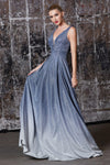 Prom Long Metallic Glitter Ombre Evening Dress - The Dress Outlet Cinderella Divine